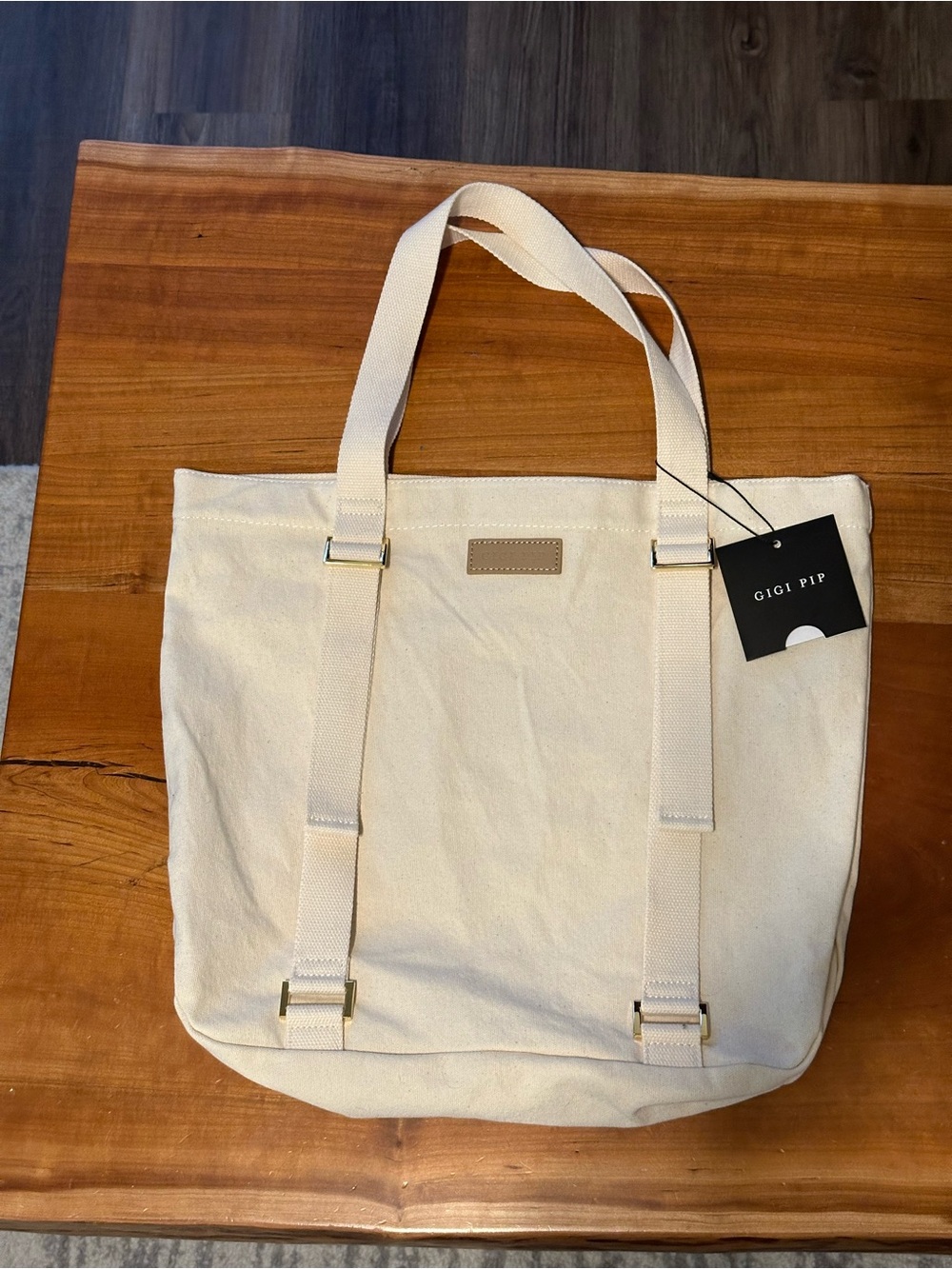 GIGI PIP Cream Hat Carrier Canvas Tote